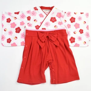 ベビー 子供用 女の子 着物 袴 ロンパース ベビー服 80cm 赤色