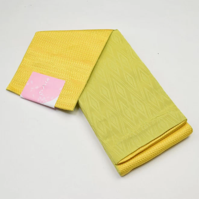 浴衣帯 黄色/黄緑色 リバーシブル小袋帯 ポリエステル