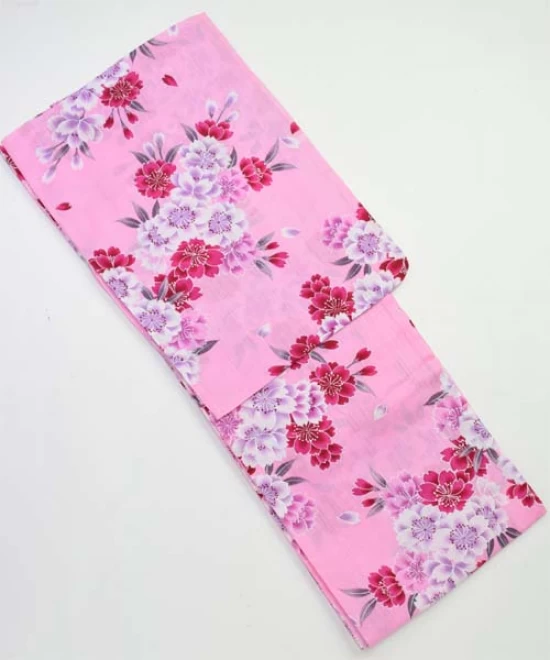 レディース浴衣　ピンク/花柄　変わり織り　セール価格