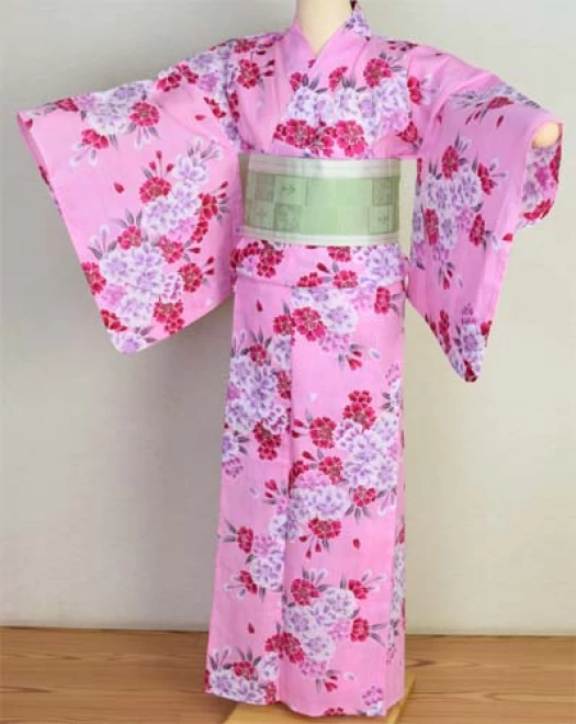 レディース浴衣 ピンク/花柄 変わり織り セール価格 - 呉服のひぐち
