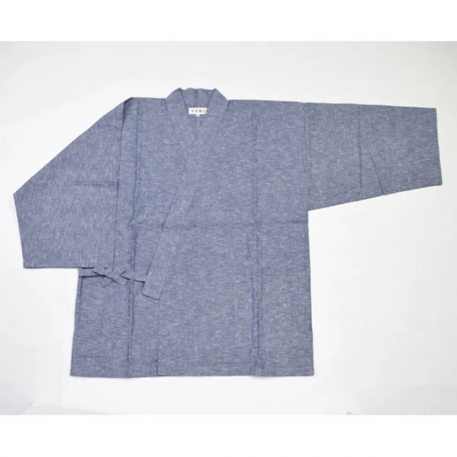 男 紳士 メンズ作務衣 グレー/無地 久留米紬織り 日本製