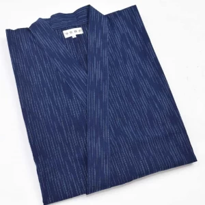 男 紳士 メンズ作務衣 濃紺/縞柄 久留米織 日本製