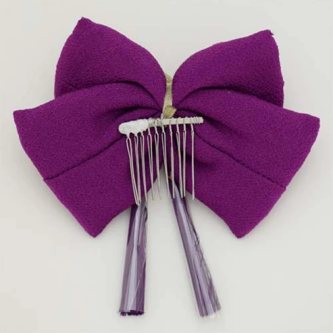 髪飾り 卒業式用 リボン 紫 No3